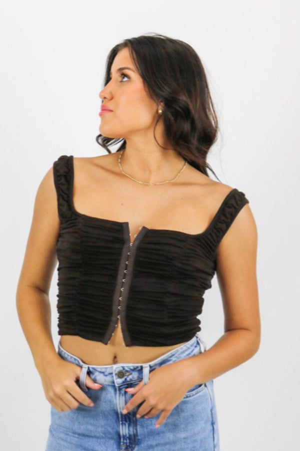 Horizon Knit Corset Top | Espresso