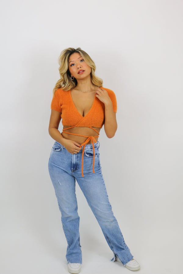 Lava Knit Crop Top | Orange