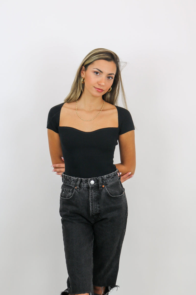 Endless Square Neck Top | Black