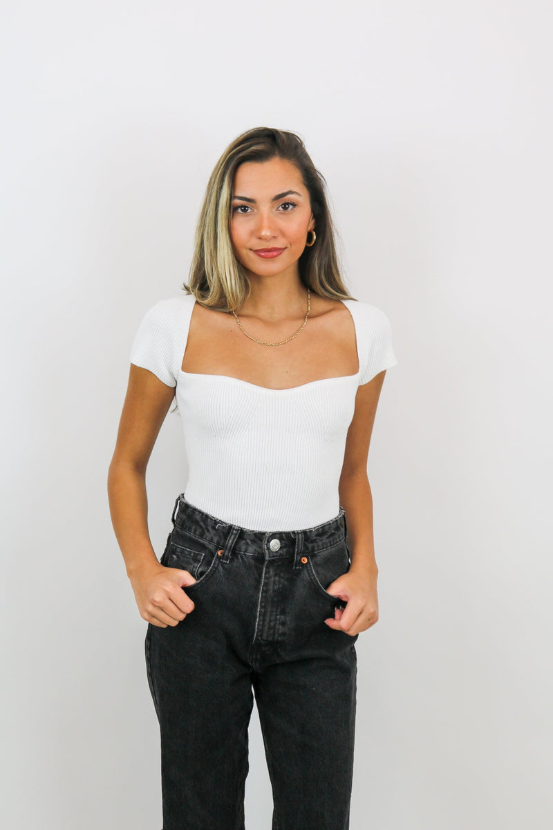 Endless Square Neck Top | White