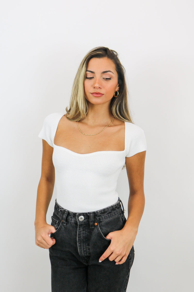 Endless Square Neck Top | White