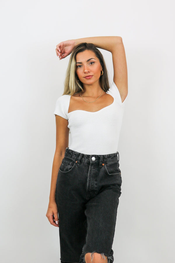 Endless Square Neck Top | White