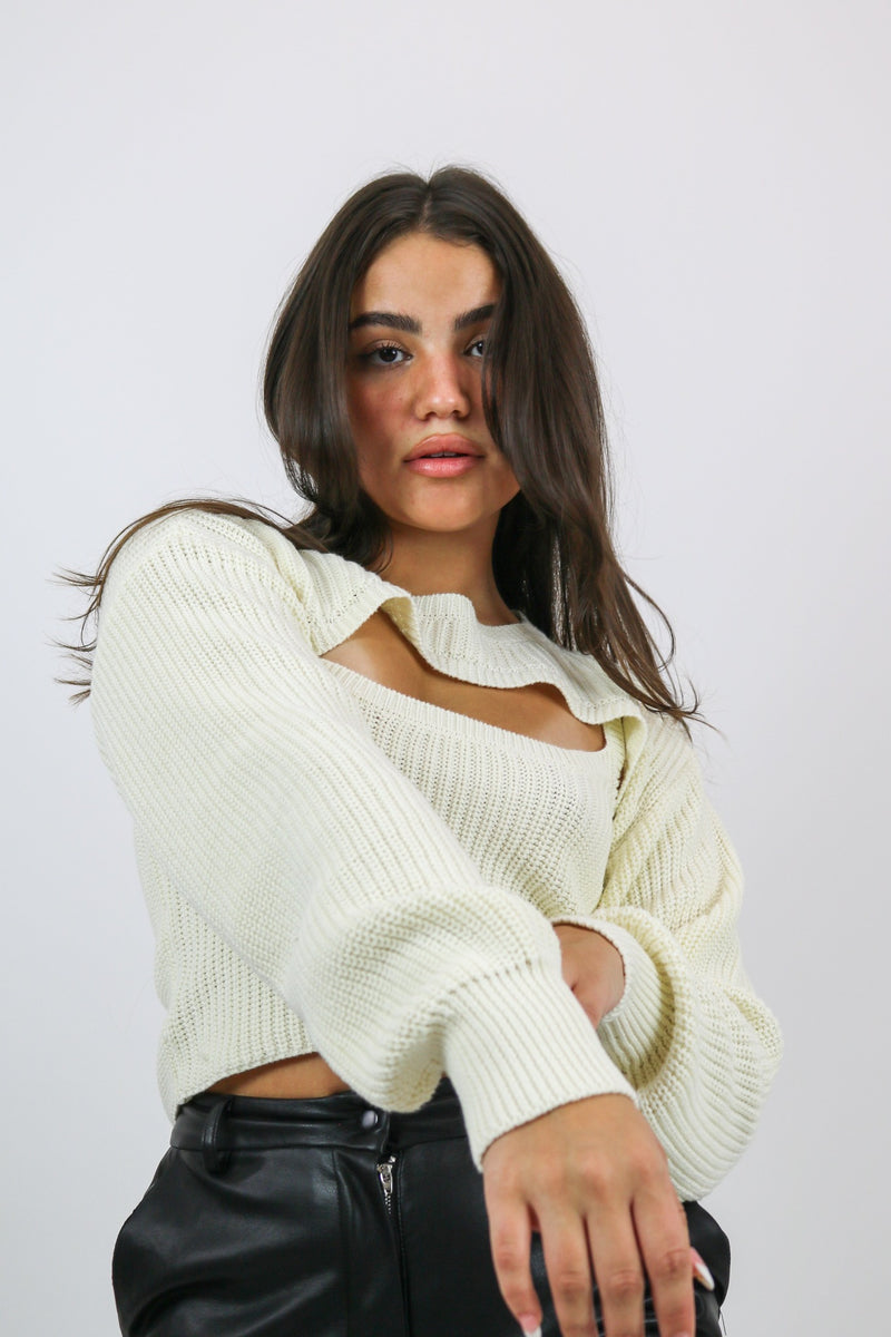 Grace Cami Sweater Set | White