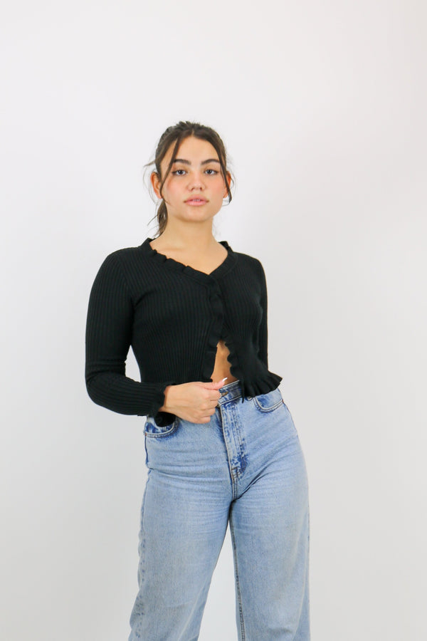 Last Call Sweater Knit Top | Black