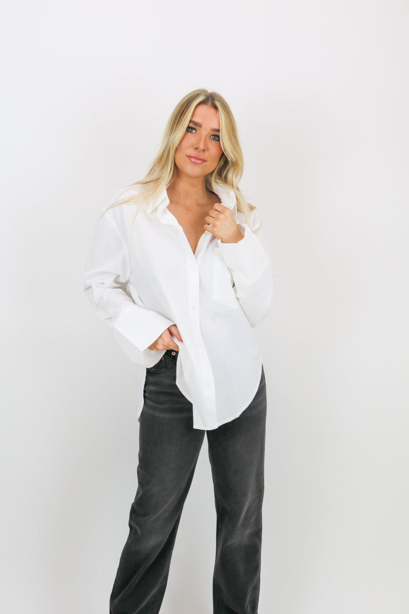 With Love Woven Button Down Shirt | Off White