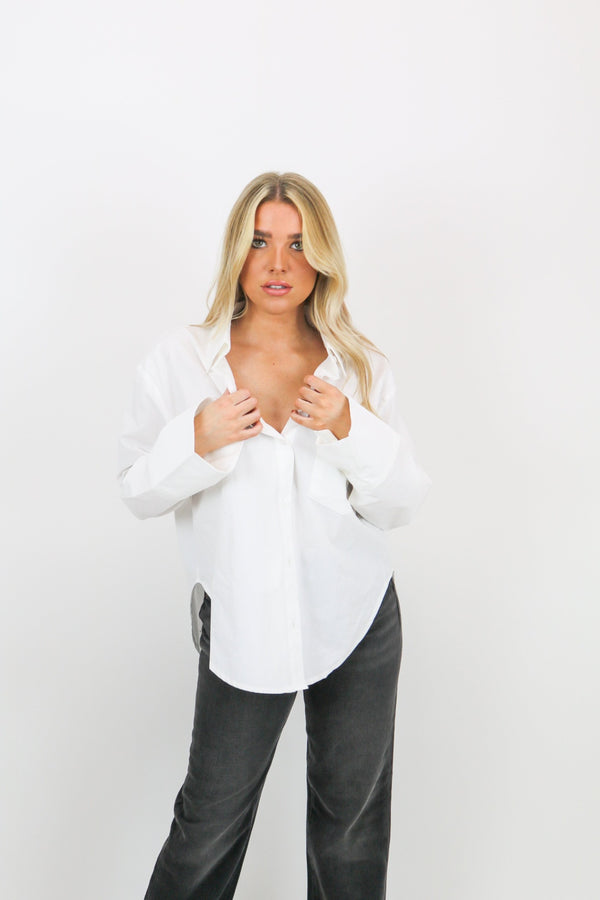 With Love Woven Button Down Shirt | Off White