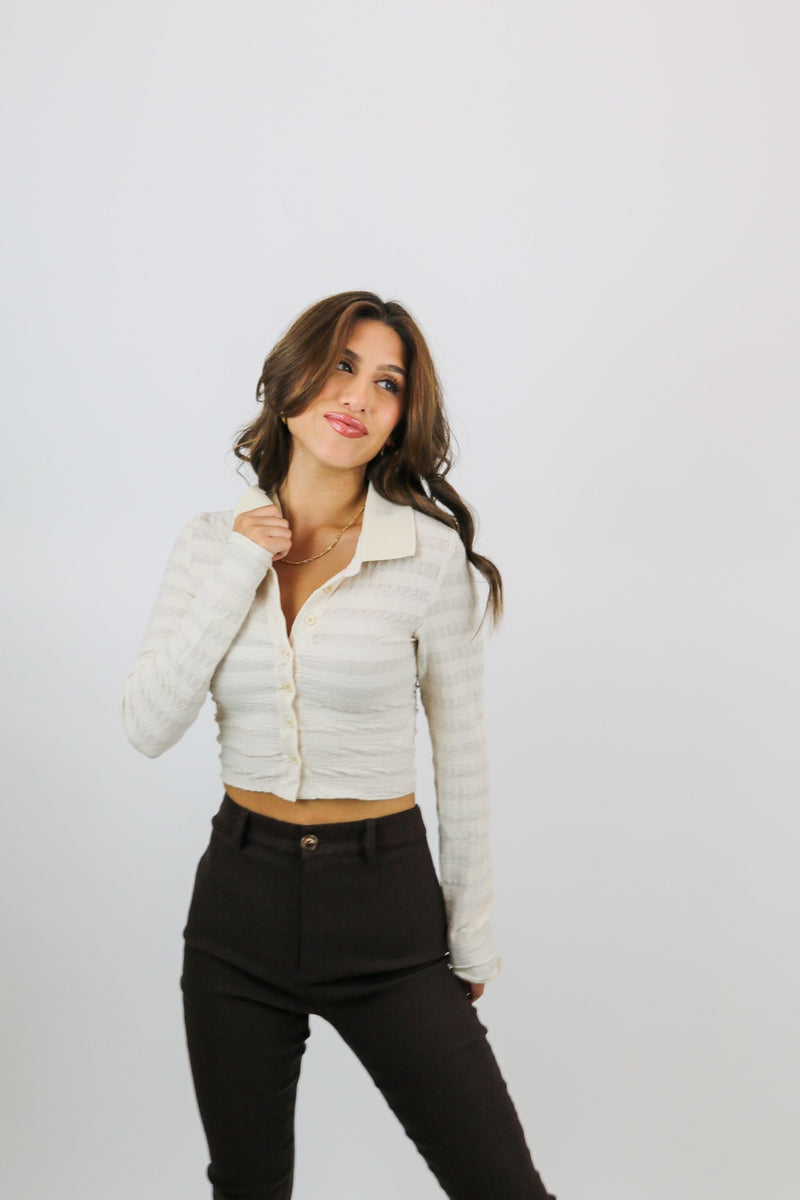 Amelia Button Up Top | Cream