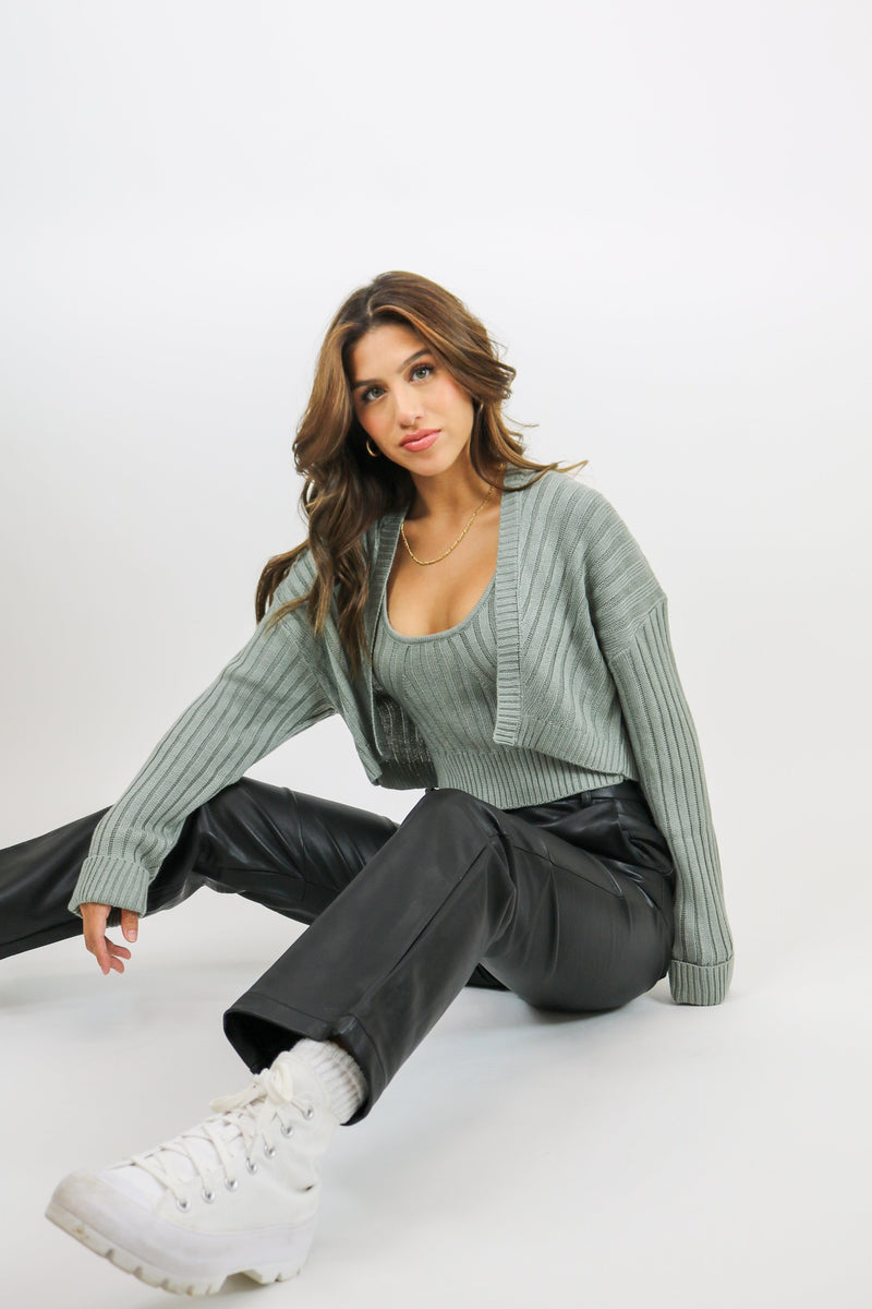 Ziggy Ribbed Sweater Set | Grey