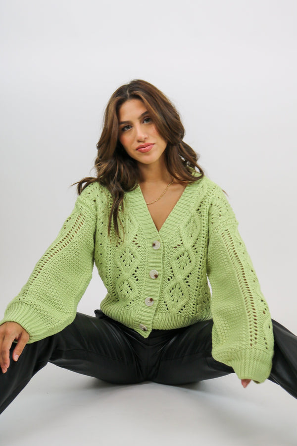 Get Obsessed Loose Cardigan | Light Pear