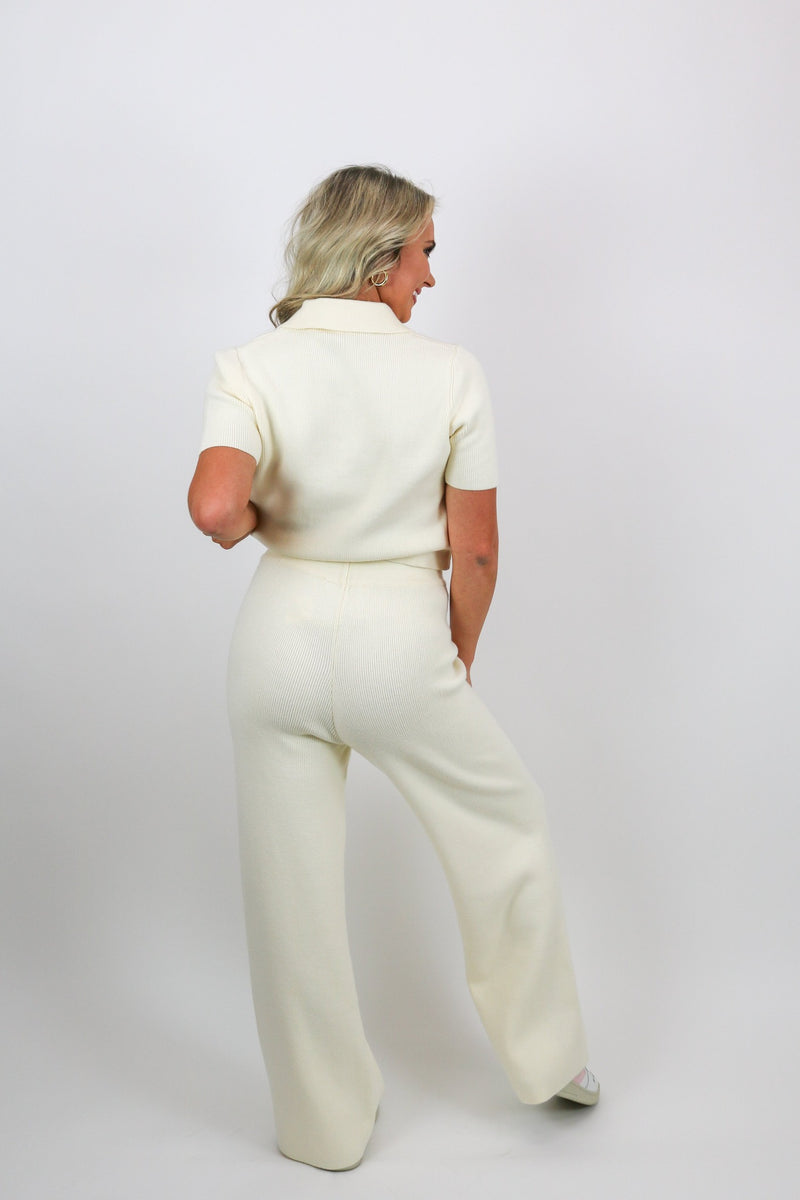 Vienna Knit Wide Pants | Ivory