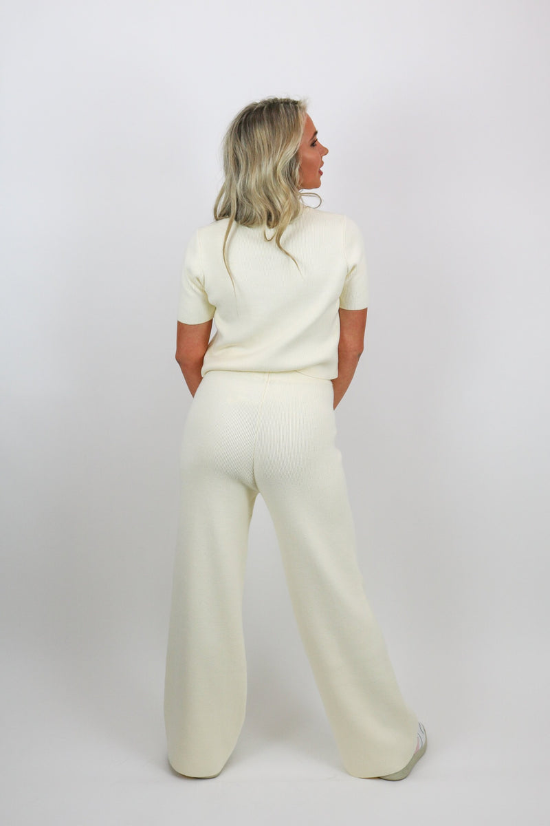 Vienna Knit Wide Pants | Ivory