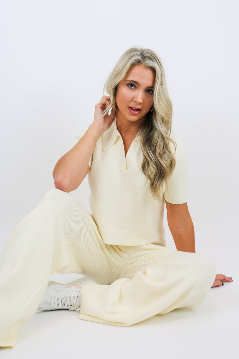 Vienna Knit Wide Pants | Ivory