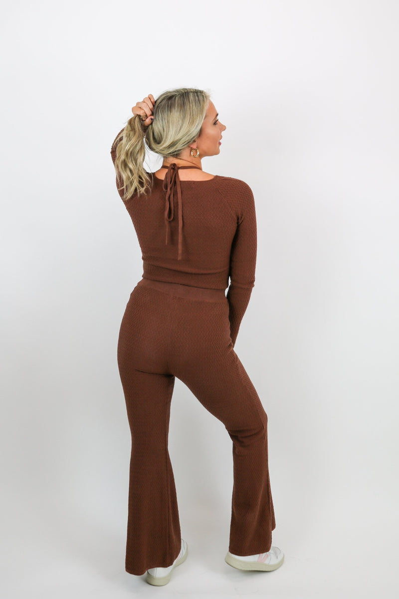 Zig Zag Knit Flares | Brown