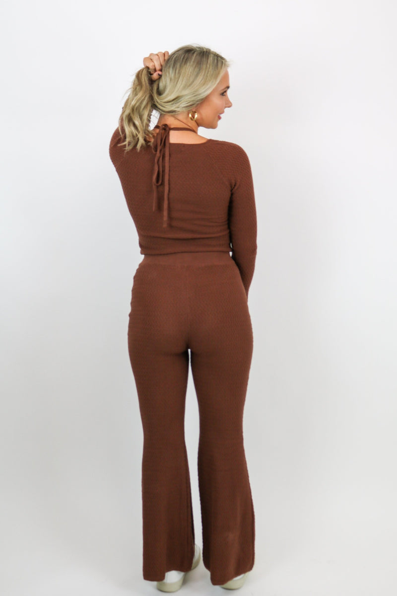 Zig Zag Knit Flares | Brown