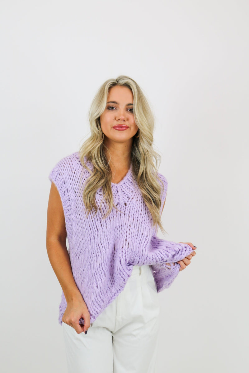 Poppy Hand Knitted Vest | Lilac