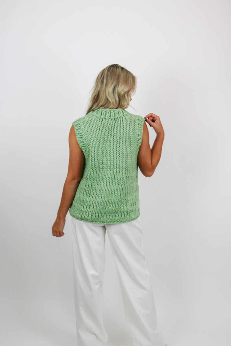 Poppy Hand Knitted Vest | Green