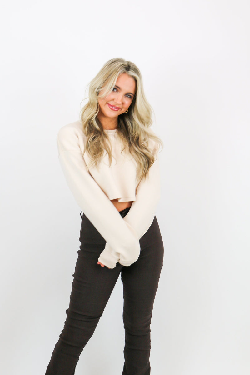 Day Off Cropped Sweatshirt | Beige