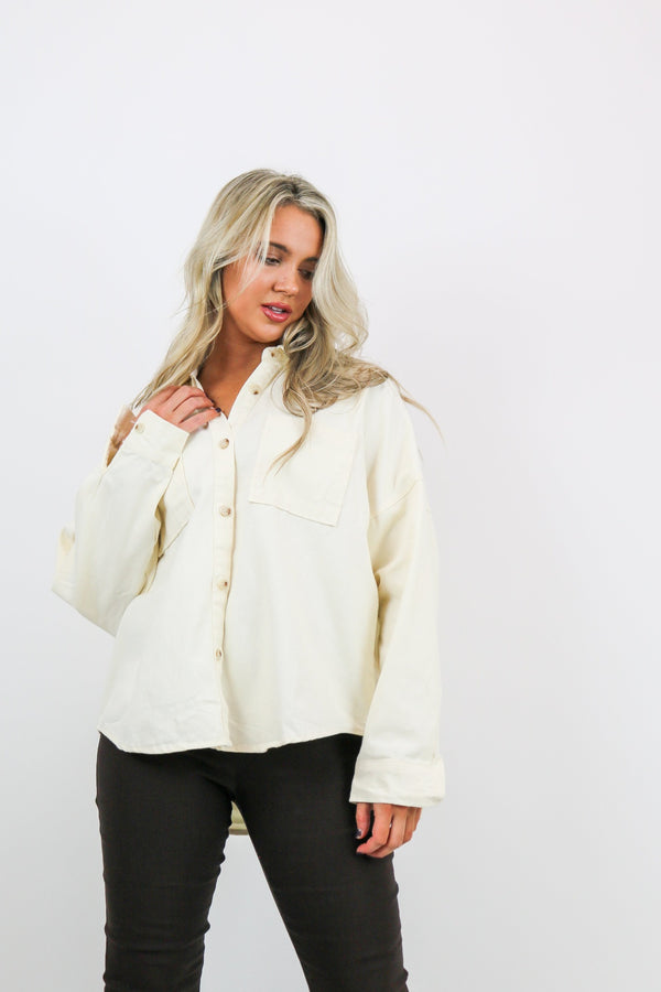 Crushing On You Twill Shirt | Ivory