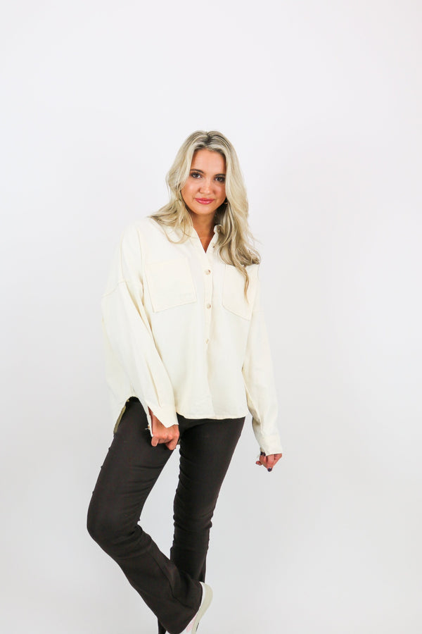 Crushing On You Twill Shirt | Ivory