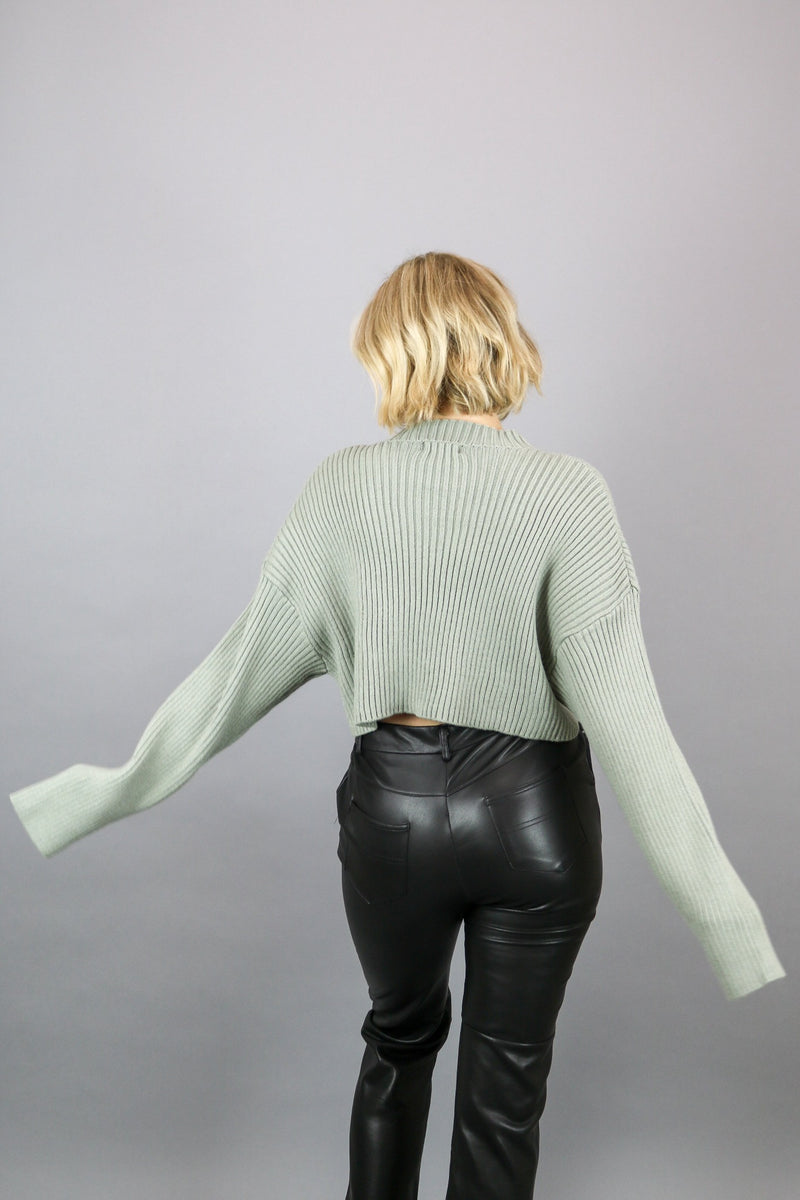 Noah Ribbed Crop Sweater | Olive