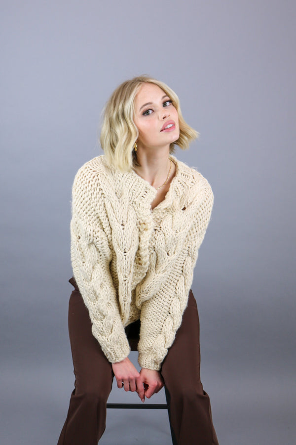 Georgia Hand Knitted Cardigan | Natural