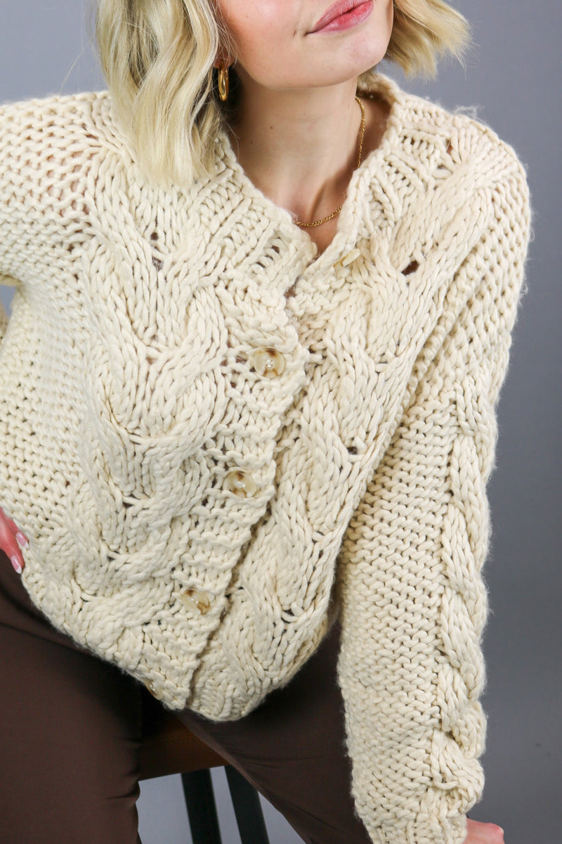 Georgia Hand Knitted Cardigan | Natural