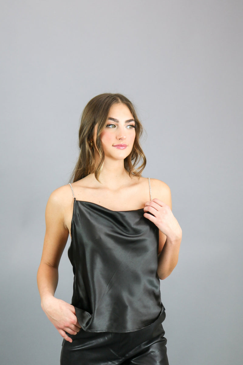 Dazzle Cowl Neck Top | Black