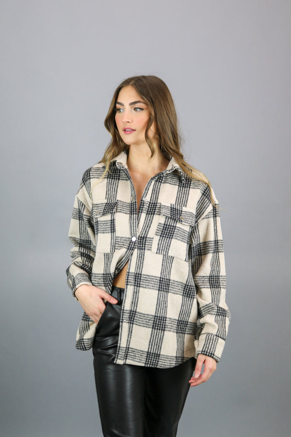 Forever Plaid Shirt Jacket | Tan