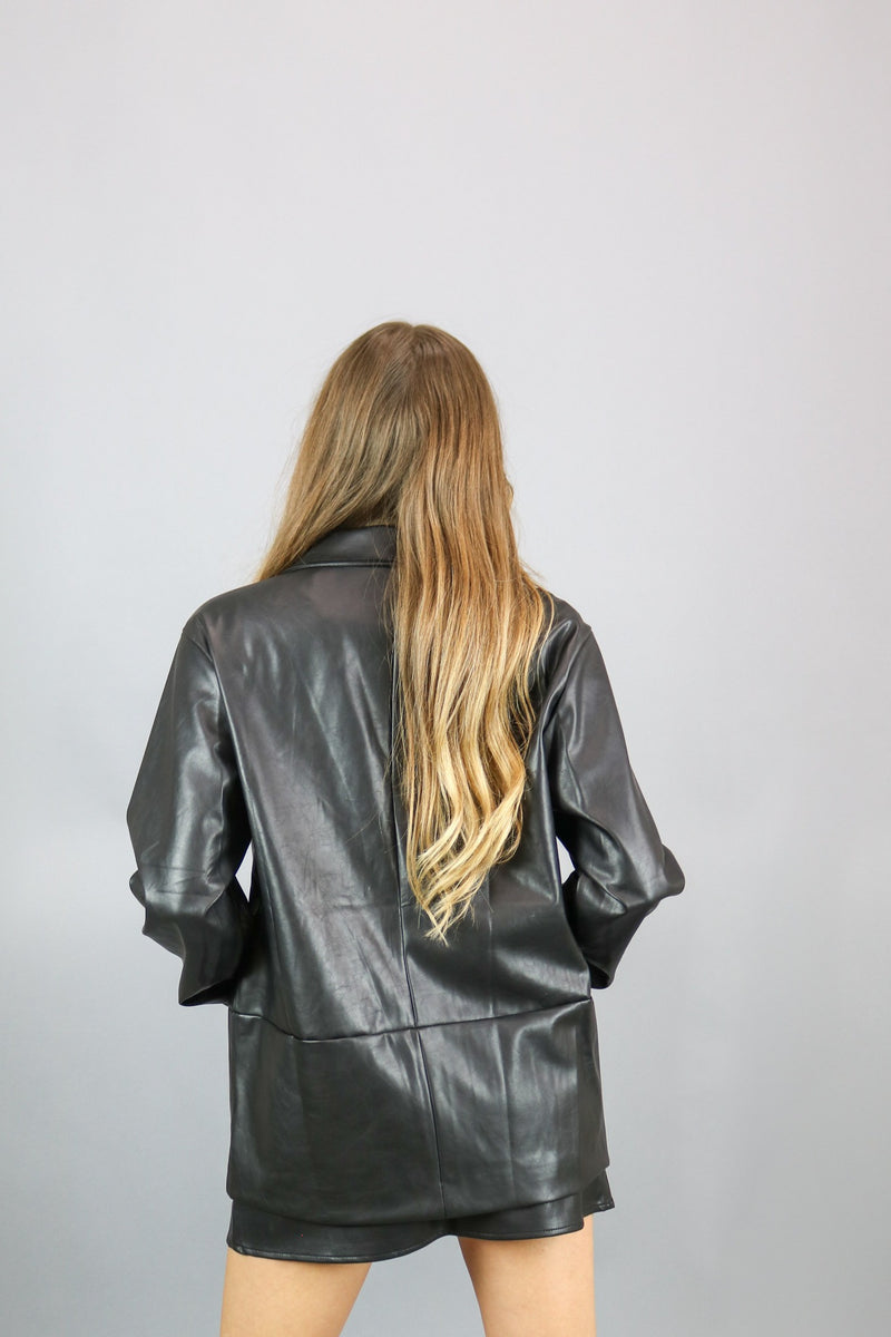 Downtown Leather Blazer | Black