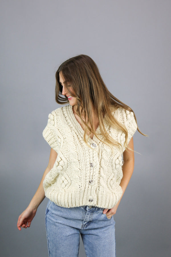 Georgia Hand Knitted Vest | Natural