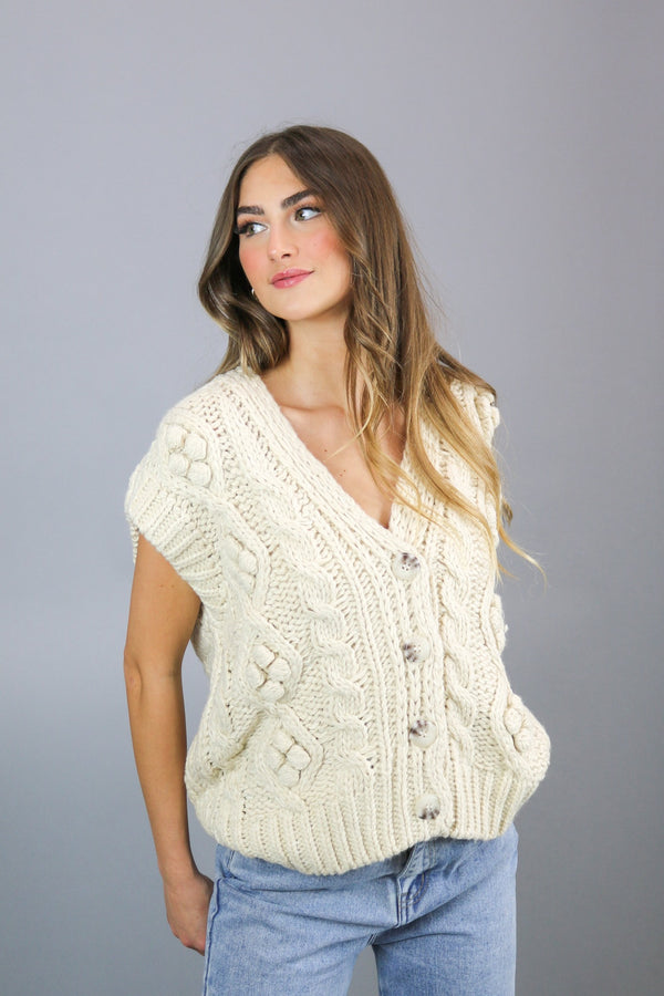 Georgia Hand Knitted Vest | Natural