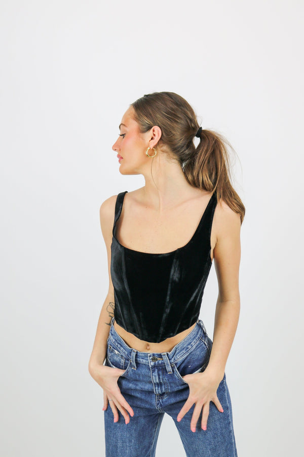 Blaire Velvet Corset Top | Black