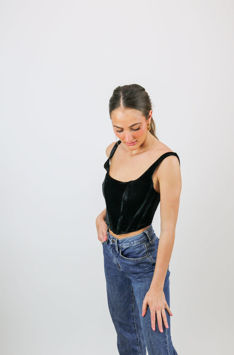 Blaire Velvet Corset Top | Black