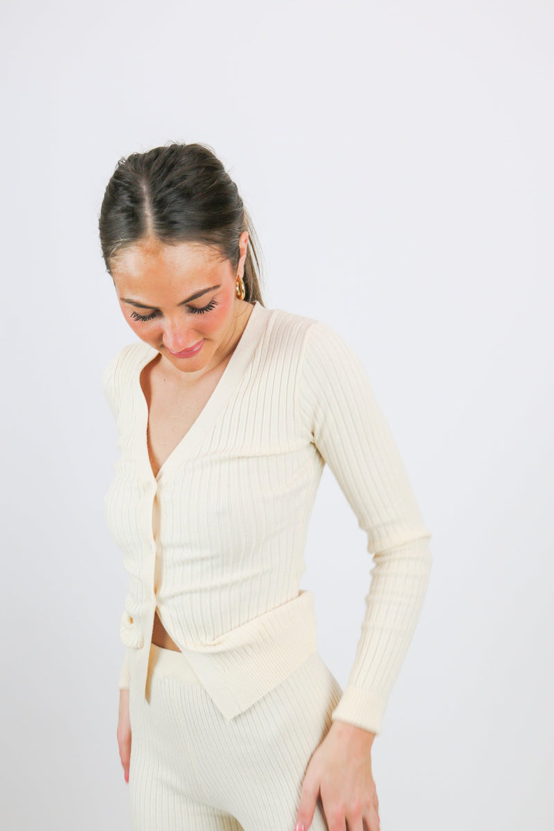 Adele Ribbed Cardigan | Cream