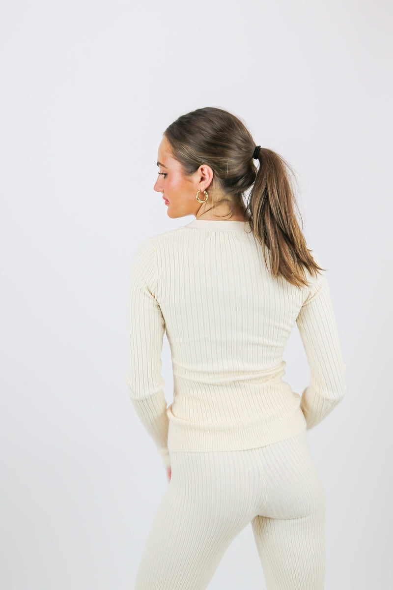 Adele Ribbed Cardigan | Cream