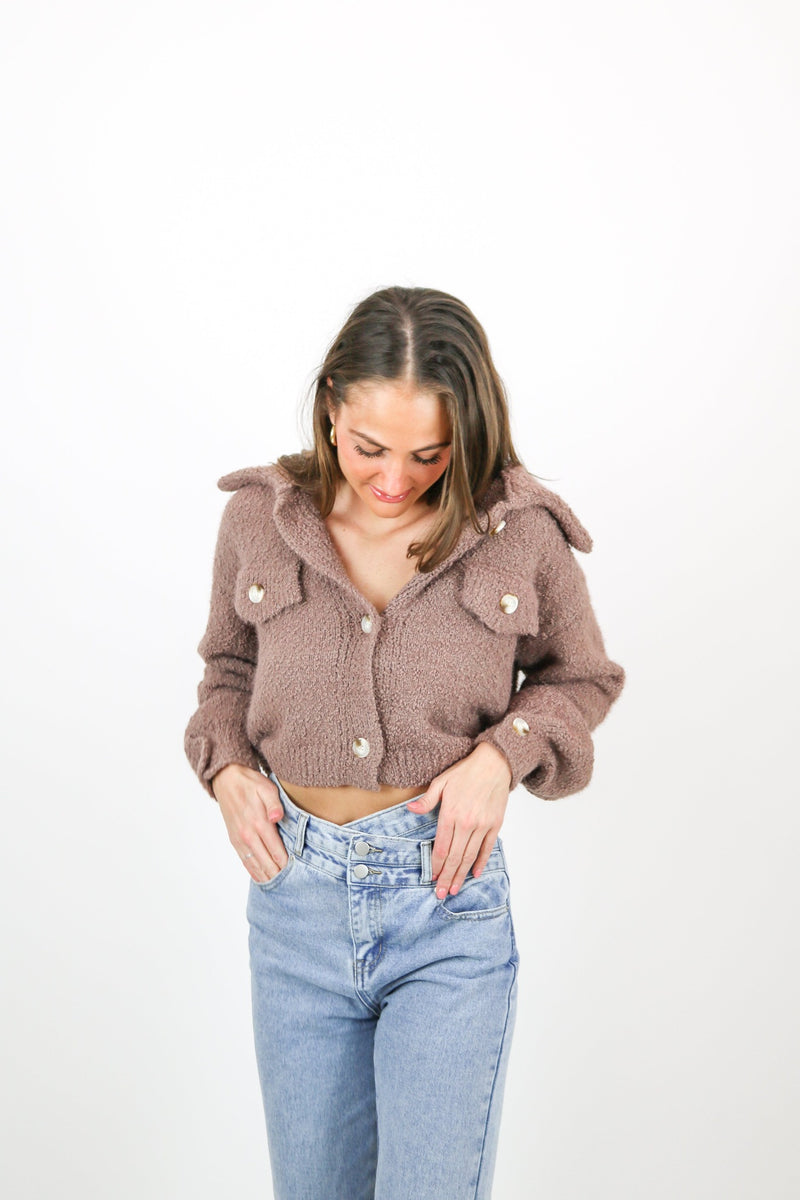 Lola Fuzzy Sweater Jacket | Mocha