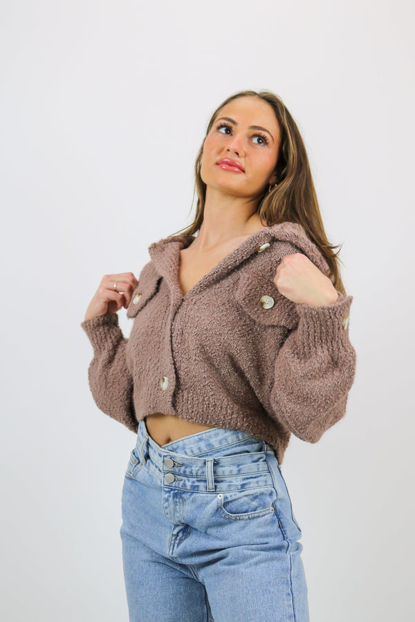 Lola Fuzzy Sweater Jacket | Mocha