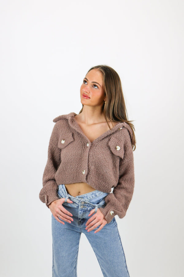 Lola Fuzzy Sweater Jacket | Mocha