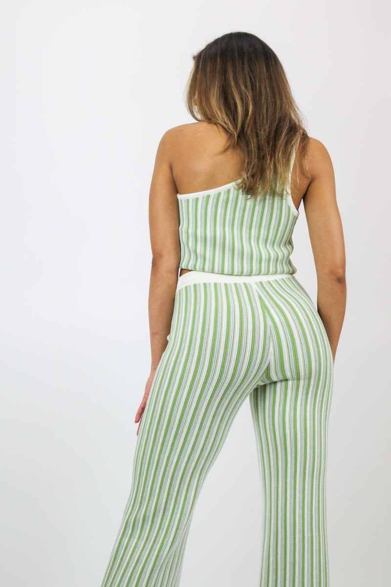 Malibu Stripe Sweater Pants | Green Stripe