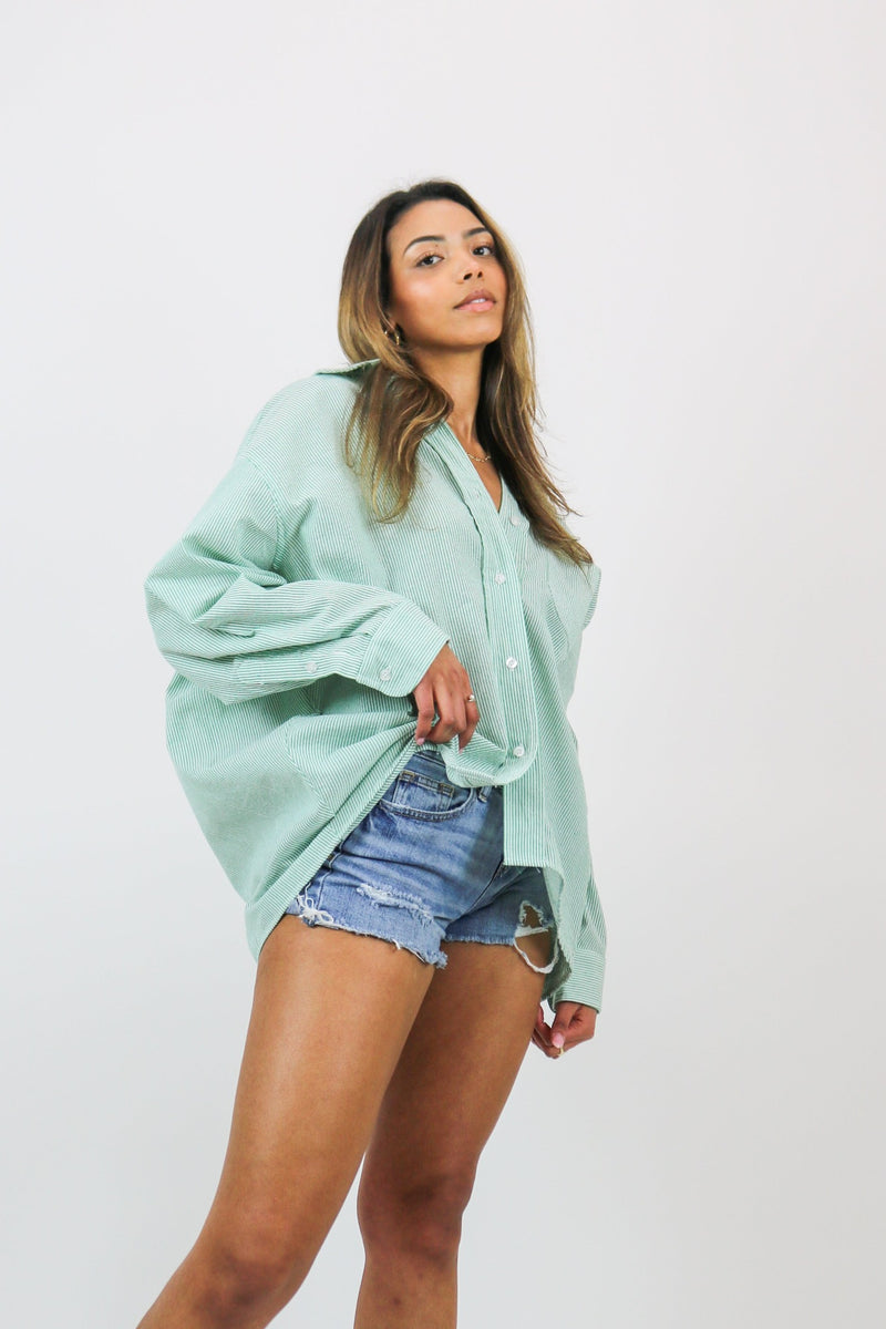 June Oversized Button Down Shirt | Green