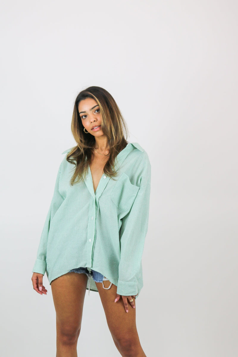 June Oversized Button Down Shirt | Green