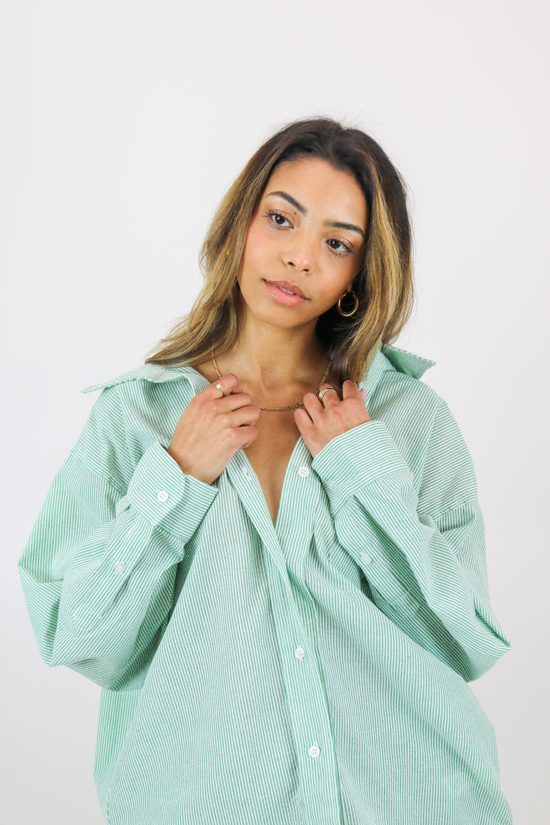 June Oversized Button Down Shirt | Green