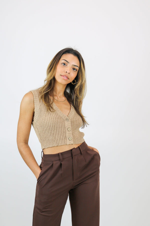 Staying Home Knit Vest | Mocha