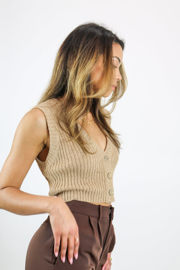 Staying Home Knit Vest | Mocha