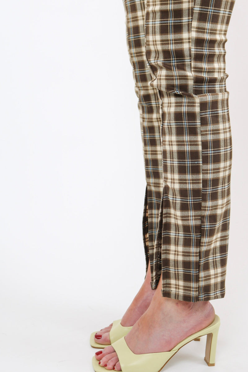 Leah Plaid Pant Set | Brown