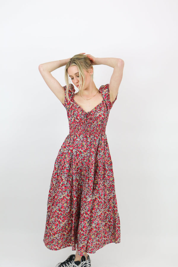 Rue Floral Midi Dress | Red