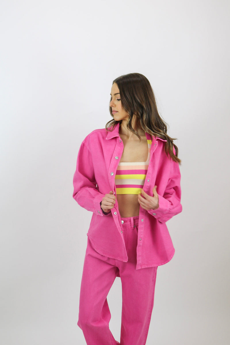 Rosie Denim Overshirt Jacket | Hot Pink