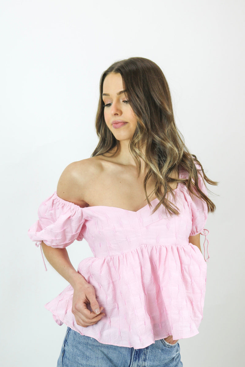 Sweetheart Textured Top | Pink