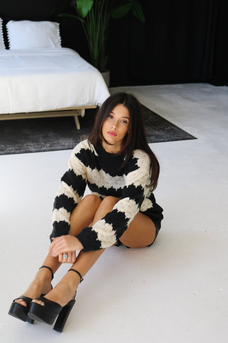 Beckett Sweater | Black|Ivory