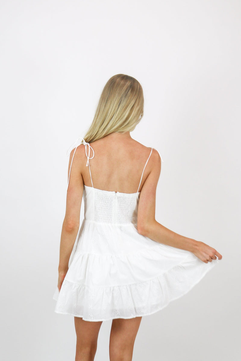 Sweetheart Eyelet Mini Dress | Off White